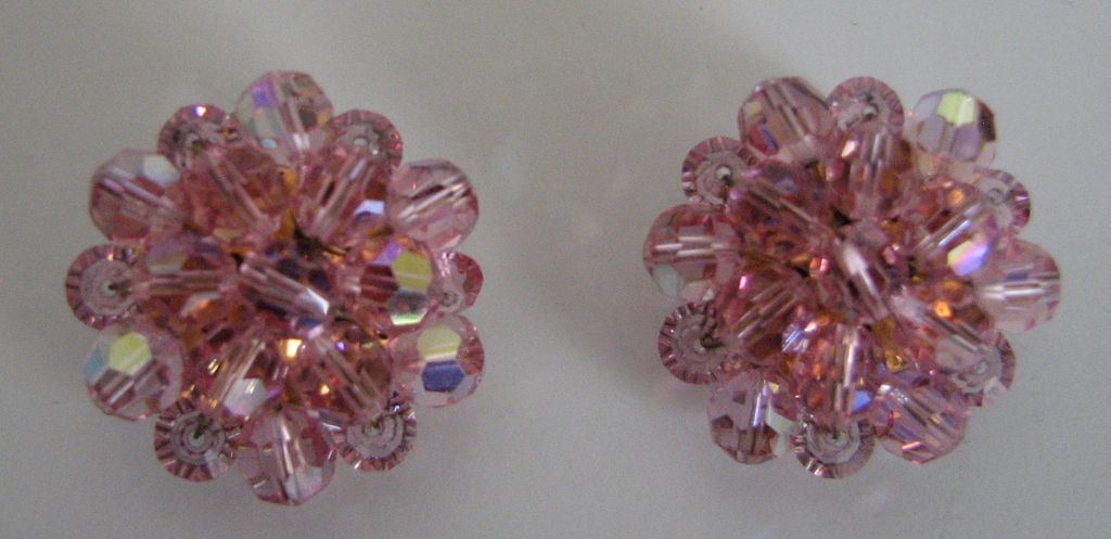 Earrings Pink Aurora Borealis Clip On Earrings Pink Aurora Borealis Clip On