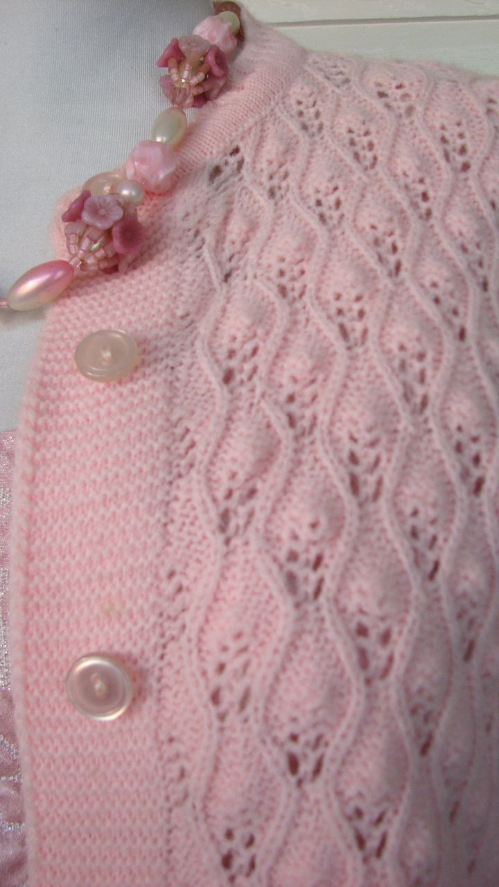Cardigan Pink Pointelle Wintuk Cuddle Knits Cardigan Pink Pointelle Wintuk Cuddle Knits