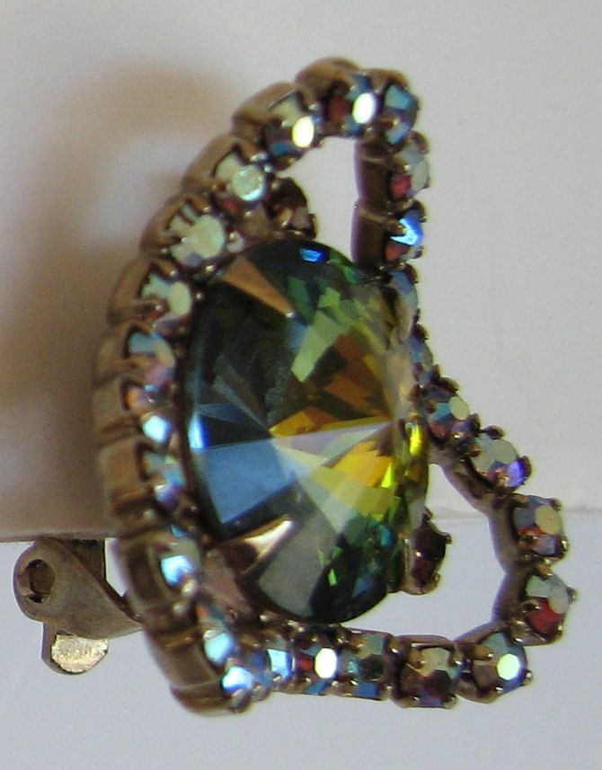 Earrings Rivoli Watermelon Clip Aurora Borealis Earrings Rivoli Watermelon Clip Aurora Borealis