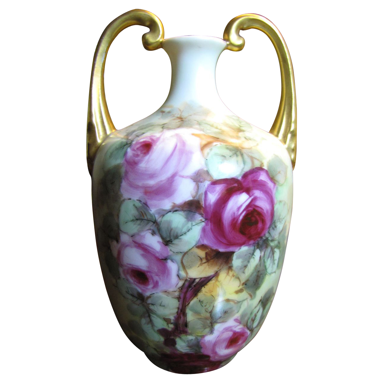 Stunning Vienna Austria Hand Painted Antique Vase, Roses, Gilding Stunning Vienna Austria Hand Painted Antique Vase, Roses, Gilding
