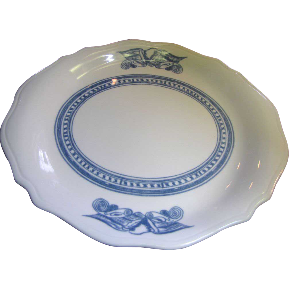 9" Americana Syracuse Blue Eagle Oval Restaurant Ware Platter (4 available) 9" Americana Syracuse Blue Eagle Oval Restaurant Ware Platter (4 available)