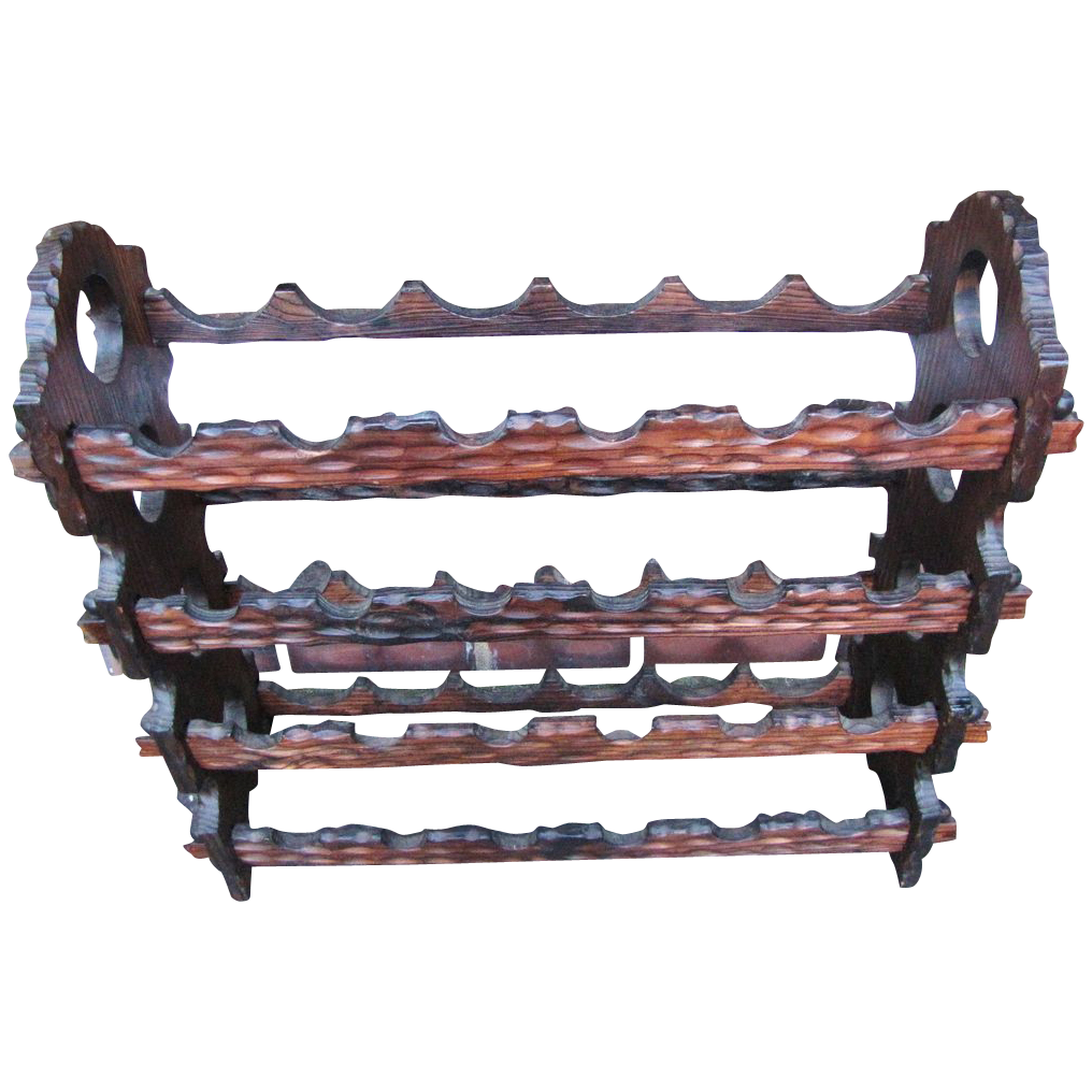 Large 24 Bottle Carved & Pegged Hand Made Walnut Wine Rack Large 24 Bottle Carved & Pegged Hand Made Walnut Wine Rack