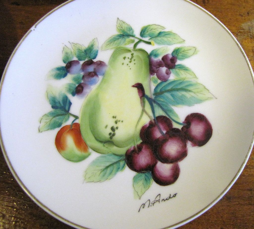 Set of 3 Mid Century Bond Ware Hand Painted Wall Plates, Nice! Set of 3 Mid Century Bond Ware Hand Painted Wall Plates, Nice!