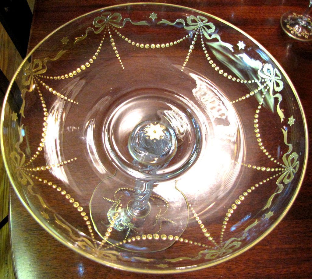 Huge Victorian Blown Glass Hand Gilt Comport, Zipper Cut Twisted Stem! Huge Victorian Blown Glass Hand Gilt Comport, Zipper Cut Twisted Stem!