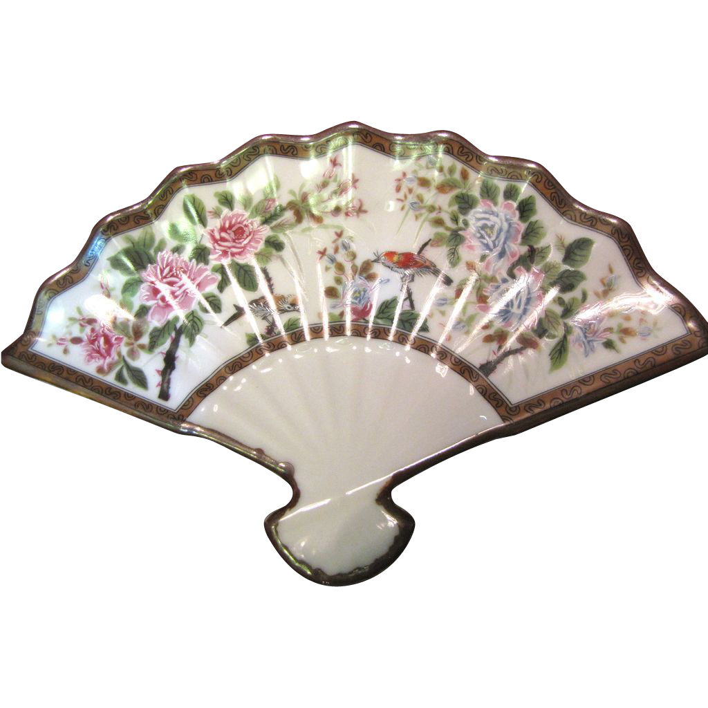 Andrea by Sadek Asian Fan Shaped Trinket Dish, Beautiful! from