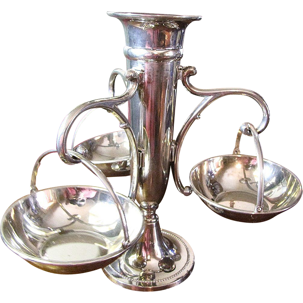 Attractive Vintage Silverplated Epergne with Baskets! from faywrayantiques on Ruby Lane