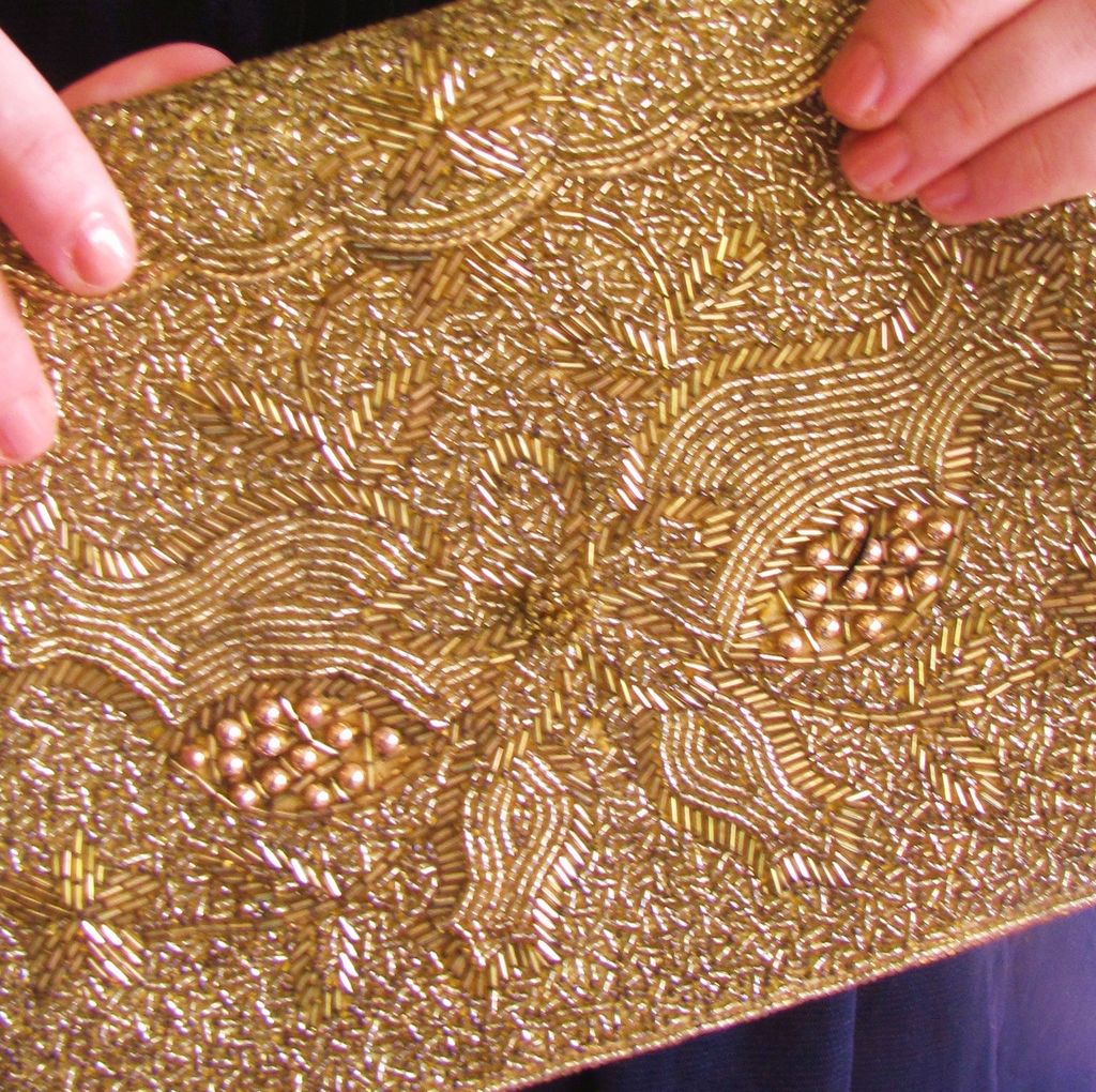 Beautiful Vintage Gold Bead Encrusted Evening Bag Beautiful Vintage Gold Bead Encrusted Evening Bag