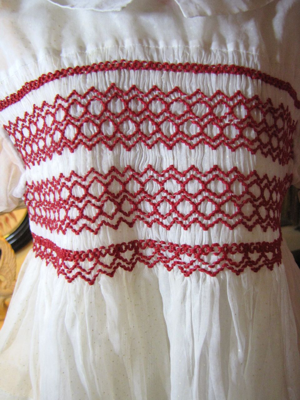 Beautiful Organdy Childs Vintage Small Dress with Hand Smocked Bodice Beautiful Organdy Childs Vintage Small Dress with Hand Smocked Bodice
