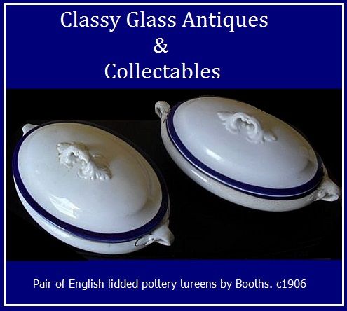 Pair of Antique Pottery Lidded Tureens by Booths, England. c1906. Pair of Antique Pottery Lidded Tureens by Booths, England. c1906.
