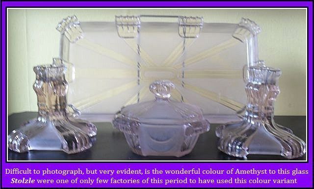 1930's Art Deco SCARCE Amethyst GlassTrinket Set / Vanity Dresser Set by Stolzle 1930's Art Deco SCARCE Amethyst GlassTrinket Set / Vanity Dresser Set by Stolzle
