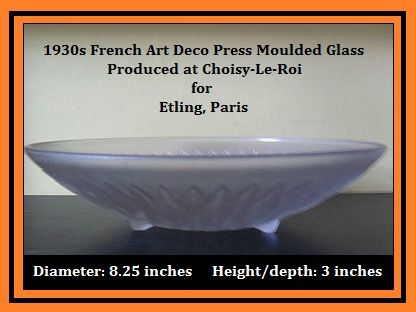 Etling, Choisey-le-Roi 1930s French Art Deco Sunflower Pattern Satin Frosted Glass Bowl . Etling, Choisey-le-Roi 1930s French Art Deco Sunflower Pattern Satin Frosted Glass Bowl .