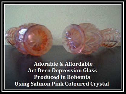 Delightful Pair of 1930's Art Deco Pink Glass Vases Delightful Pair of 1930's Art Deco Pink Glass Vases