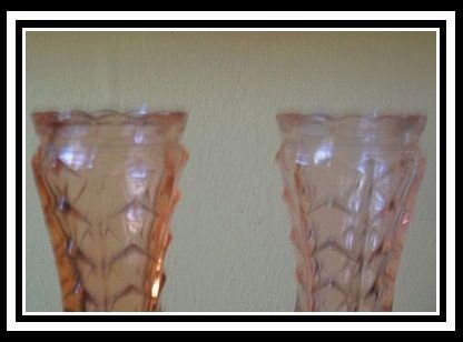 Delightful Pair of 1930's Art Deco Pink Glass Vases Delightful Pair of 1930's Art Deco Pink Glass Vases