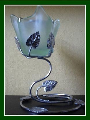 English Art Deco Bagley Glass Center Piece with Original White Metal Mount English Art Deco Bagley Glass Center Piece with Original White Metal Mount