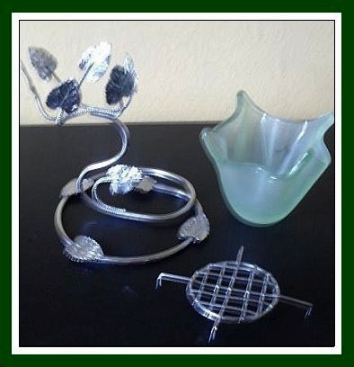 English Art Deco Bagley Glass Center Piece with Original White Metal Mount English Art Deco Bagley Glass Center Piece with Original White Metal Mount