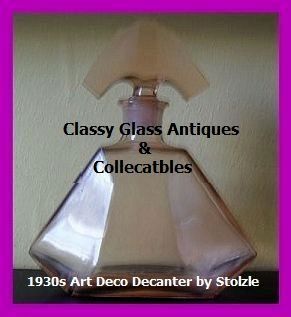 LARGE Czechoslovakian 1930's Art Deco Pink Glass Decanter by Stolzle. LARGE Czechoslovakian 1930's Art Deco Pink Glass Decanter by Stolzle.