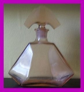 LARGE Czechoslovakian 1930's Art Deco Pink Glass Decanter by Stolzle. LARGE Czechoslovakian 1930's Art Deco Pink Glass Decanter by Stolzle.