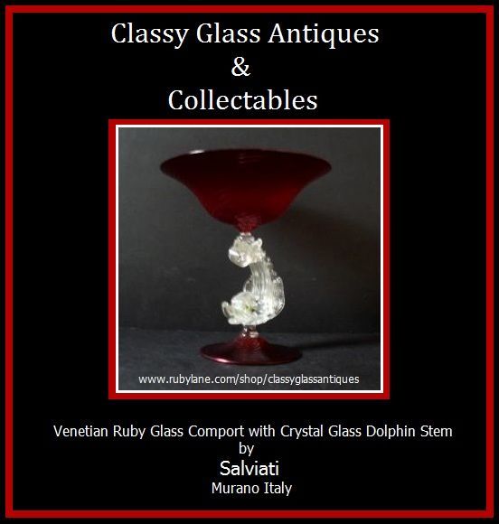 Venetian Murano Salviati Ruby Glass Comport With Dolphin Stem - MINT! Venetian Murano Salviati Ruby Glass Comport With Dolphin Stem - MINT!