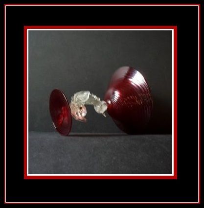 Venetian Murano Salviati Ruby Glass Comport With Dolphin Stem - MINT! Venetian Murano Salviati Ruby Glass Comport With Dolphin Stem - MINT!