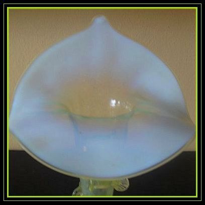 Antique English Victorian Opal Uranium Glass Jack In The Pulpit Vase Antique English Victorian Opal Uranium Glass Jack In The Pulpit Vase