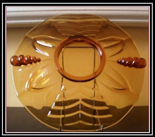 Very Scarce 1930's Art Deco Amber Glass Two Piece Center Piece by Stolzle Very Scarce 1930's Art Deco Amber Glass Two Piece Center Piece by Stolzle