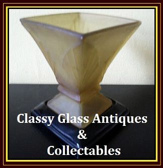 Beautiful Bagley Butterscotch Amber Glass 3 Piece Art Deco Style Flower Set. 'Spinette' Pattern. Beautiful Bagley Butterscotch Amber Glass 3 Piece Art Deco Style Flower Set. 'Spinette' Pattern.