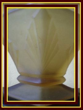 Beautiful Bagley Butterscotch Amber Glass 3 Piece Art Deco Style Flower Set. 'Spinette' Pattern. Beautiful Bagley Butterscotch Amber Glass 3 Piece Art Deco Style Flower Set. 'Spinette' Pattern.