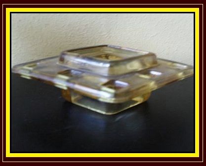 Beautiful Bagley Butterscotch Amber Glass 3 Piece Art Deco Style Flower Set. 'Spinette' Pattern. Beautiful Bagley Butterscotch Amber Glass 3 Piece Art Deco Style Flower Set. 'Spinette' Pattern.