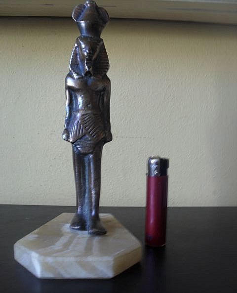 Original 1920's Egyptian Bronze Statue of Tuthmosis IV. Alabaster Base. Original 1920's Egyptian Bronze Statue of Tuthmosis IV. Alabaster Base.