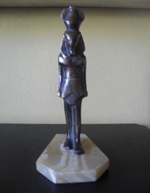Original 1920's Egyptian Bronze Statue of Tuthmosis IV. Alabaster Base. Original 1920's Egyptian Bronze Statue of Tuthmosis IV. Alabaster Base.