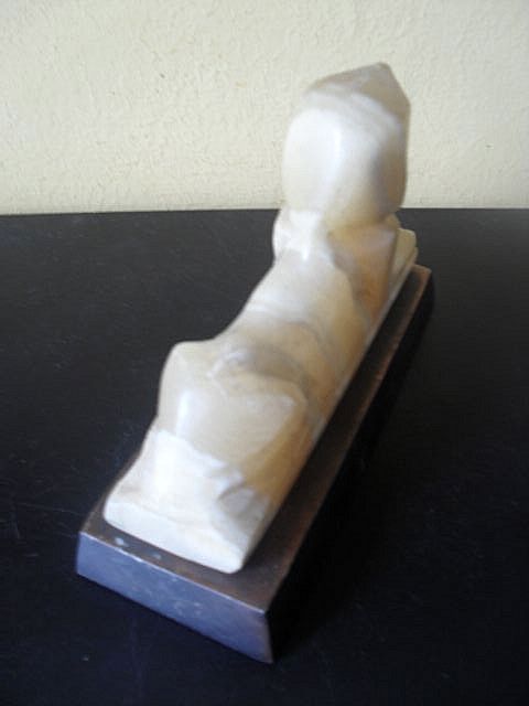 Original 1920's Egyptian Alabaster Stone Hand Carved Sphinx Original 1920's Egyptian Alabaster Stone Hand Carved Sphinx