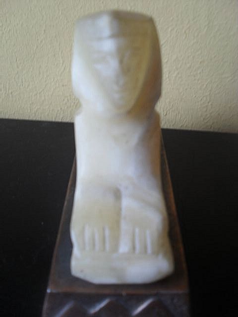 Original 1920's Egyptian Alabaster Stone Hand Carved Sphinx Original 1920's Egyptian Alabaster Stone Hand Carved Sphinx