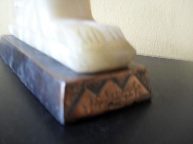 Original 1920's Egyptian Alabaster Stone Hand Carved Sphinx Original 1920's Egyptian Alabaster Stone Hand Carved Sphinx