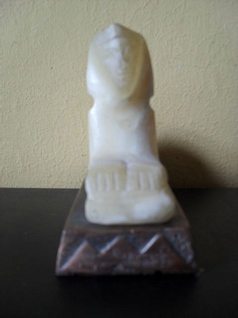 Original 1920's Egyptian Alabaster Stone Hand Carved Sphinx Original 1920's Egyptian Alabaster Stone Hand Carved Sphinx