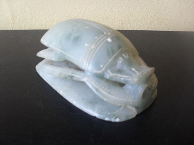 Egyptian Soapstone Hand Carved Large Scarab Beetle. Very Old. Egyptian Soapstone Hand Carved Large Scarab Beetle. Very Old.