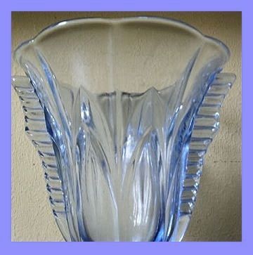 Czechoslovakian 1930's Art Deco Blue Glass Vase With Wings. Czechoslovakian 1930's Art Deco Blue Glass Vase With Wings.