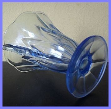 Czechoslovakian 1930's Art Deco Blue Glass Vase With Wings. Czechoslovakian 1930's Art Deco Blue Glass Vase With Wings.