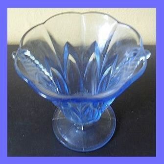 Czechoslovakian 1930's Art Deco Blue Glass Vase With Wings. Czechoslovakian 1930's Art Deco Blue Glass Vase With Wings.