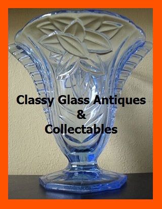 1930's Art Deco Czechoslovakian Blue Depression Glass Vase With Wings 1930's Art Deco Czechoslovakian Blue Depression Glass Vase With Wings