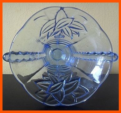 1930's Art Deco Czechoslovakian Blue Depression Glass Vase With Wings 1930's Art Deco Czechoslovakian Blue Depression Glass Vase With Wings