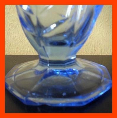 1930's Art Deco Czechoslovakian Blue Depression Glass Vase With Wings 1930's Art Deco Czechoslovakian Blue Depression Glass Vase With Wings