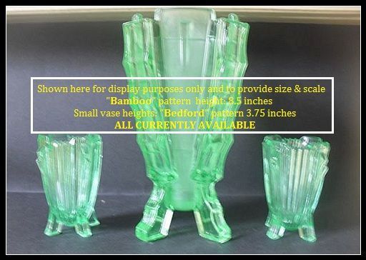 Uranium Green Glass "Bamboo" Pattern Vase by Bagley. Astounding! Uranium Green Glass "Bamboo" Pattern Vase by Bagley. Astounding!