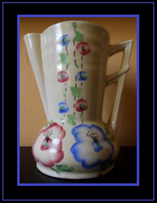 1920's Art Deco Pottery Jug by Delcroft Ware, England. 1920's Art Deco Pottery Jug by Delcroft Ware, England.