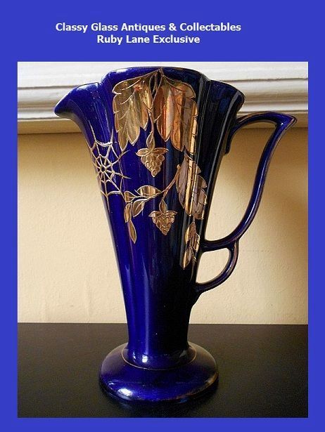 Beautiful Royal Cobalt Blue Pottery Jug Vase by Arthur Wood, England. Beautiful Royal Cobalt Blue Pottery Jug Vase by Arthur Wood, England.