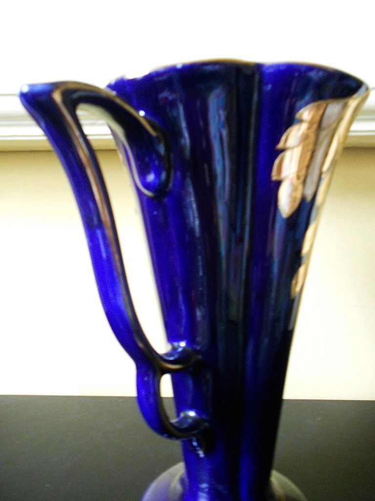Beautiful Royal Cobalt Blue Pottery Jug Vase by Arthur Wood, England. Beautiful Royal Cobalt Blue Pottery Jug Vase by Arthur Wood, England.