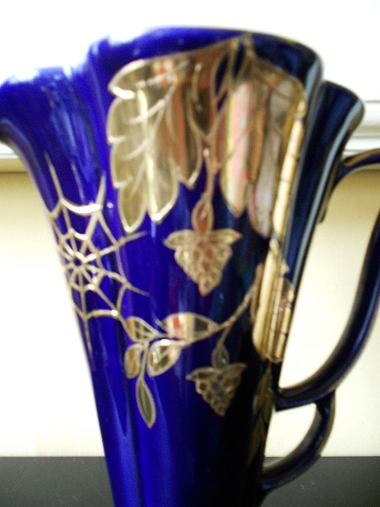 Beautiful Royal Cobalt Blue Pottery Jug Vase by Arthur Wood, England. Beautiful Royal Cobalt Blue Pottery Jug Vase by Arthur Wood, England.