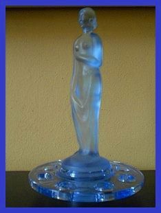 German Art Deco Blue Glass Lady Center Piece by S Muller & Co German Art Deco Blue Glass Lady Center Piece by S Muller & Co
