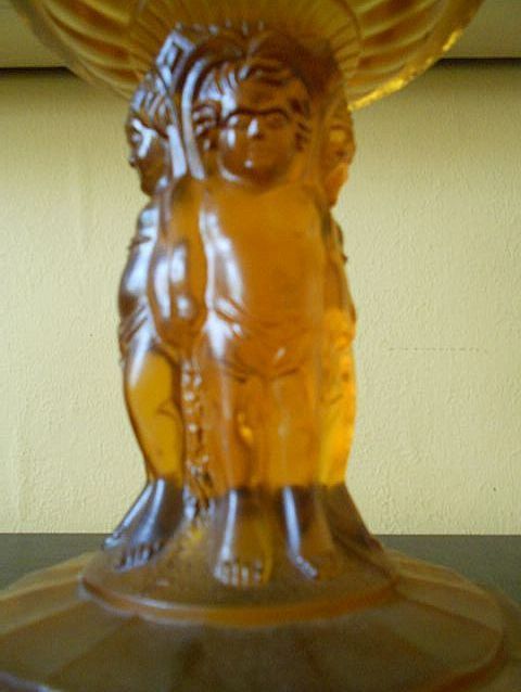 SALE PRICE! 1930s Art Deco Amber Glass LARGE Two Part Center Piece. Incredible. SALE PRICE! 1930s Art Deco Amber Glass LARGE Two Part Center Piece. Incredible.