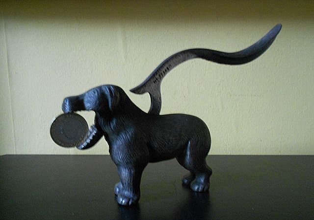 A Charming Cast Metal English Vintage Stylized Dog Nutcracker Signed & Recorded A Charming Cast Metal English Vintage Stylized Dog Nutcracker Signed & Recorded