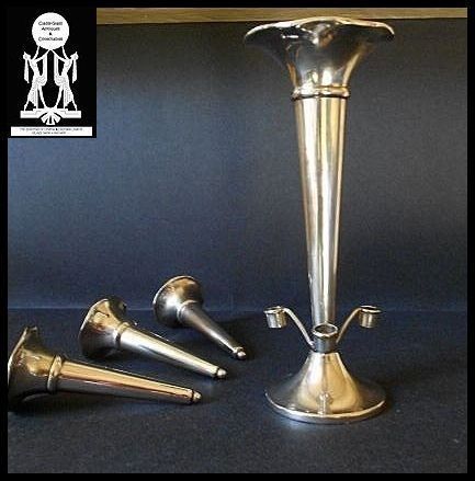 Fab English Art Deco Chrome Metal Four Flute Epergne MINT CONDITION Fab English Art Deco Chrome Metal Four Flute Epergne MINT CONDITION